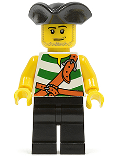 LEGO Pirate Green / White Stripes Tricorne Hat (pi106) Pirates Minifigure