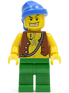 LEGO Pirate Vest and Anchor Tattoo Blue Bandana Gold Tooth (pi107) Pirates Minifigure