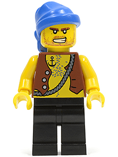 Pirate Vest and Anchor Tattoo, Black Legs, Blue Bandana