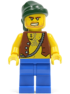 LEGO Pirate Vest and Anchor Tattoo Dark Green Bandana (pi129) Pirates Minifigure