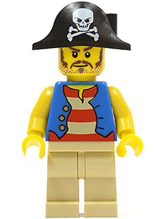 LEGO Pirate Blue Vest Bicorne Hat with Skull (pi141) Pirates Minifigure