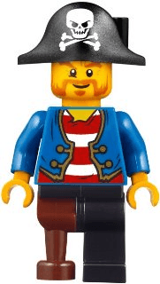 LEGO Pirate Blue Jacket Black Pirate Hat with Skull (pi146) Pirates Minifigure