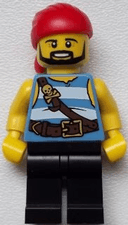 Pirate - Medium Blue and White Stripes, Black Legs