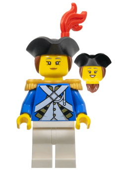 Imperial Soldier IV - Officer, Female, Black Tricorne, Reddish Brown Hair, Red Plume, Pearl Gold Epaulettes