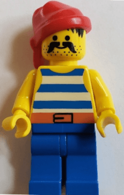LEGO Pirate Blue / White Stripes Shirt Red Bandana (pi198) Pirates Minifigure