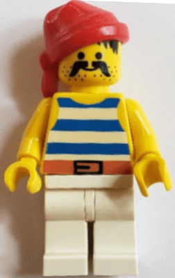 LEGO Pirate Blue / White Stripes Shirt Red Bandana (pi199) Pirates Minifigure