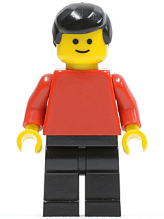 LEGO Plain Red Torso with Red Arms Black Male Hair (pln002) Town / City Minifigure