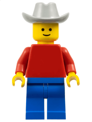 LEGO Plain Red Torso with Red Arms Light Gray Cowboy Hat (pln003) Town / City Minifigure