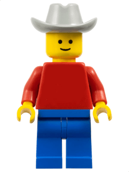 Plain Red Torso with Red Arms, Blue Legs, Light Gray Cowboy Hat