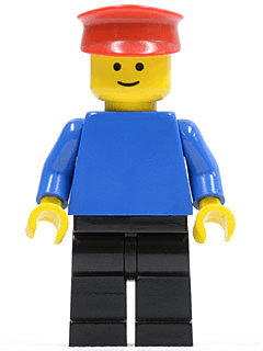 LEGO Plain Blue Torso with Blue Arms Red Hat (pln009) Town / City Minifigure