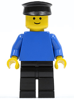 LEGO Plain Blue Torso with Blue Arms Black Hat (pln015) Town / City Minifigure