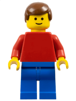 LEGO Plain Red Torso with Red Arms Brown Male Hair (pln016) minifigure