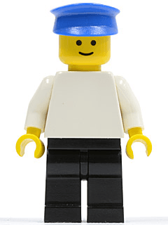 LEGO Plain White Torso with White Arms Blue Hat (pln018) Town / City Minifigure