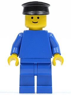 LEGO Plain Blue Torso with Blue Arms Black Hat (pln020) Town / City Minifigure