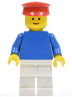 LEGO Plain Blue Torso with Blue Arms Red Hat (pln021) minifigure