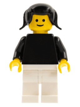 LEGO Plain Black Torso with Black Arms Black Pigtails Hair (pln022) minifigure