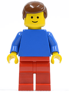 LEGO Plain Blue Torso with Blue Arms Brown Male Hair (pln023) minifigure