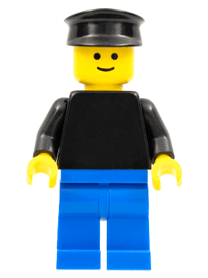 LEGO Plain Black Torso with Black Arms Black Hat (pln029) Town / City Minifigure