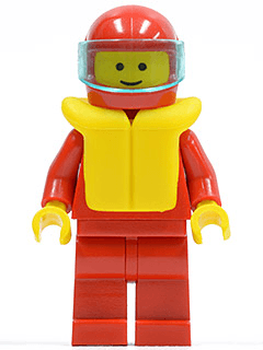 LEGO Plain Red Torso with Red Arms Trans-Light Blue Visor Life Jacket (pln031) minifigure
