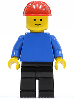LEGO Plain Blue Torso with Blue Arms Red Construction Helmet (pln037) minifigure