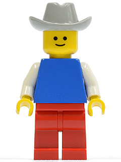 LEGO Plain Blue Torso with White Arms Light Gray Cowboy Hat (pln039) minifigure