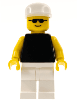 LEGO Plain Black Torso with Yellow Arms White Cap Sunglasses (pln041) minifigure