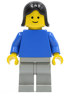LEGO Plain Blue Torso with Blue Arms Black Female Hair (pln044) Town / City Minifigure
