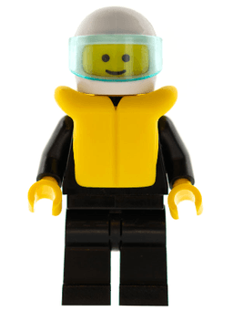 LEGO Plain Black Torso with Black Arms Trans-Light Blue Visor Life Jacket (pln047) minifigure