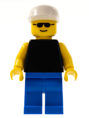 LEGO Plain Black Torso with Yellow Arms Sunglasses White Cap (pln048) Town / City Minifigure