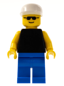 LEGO Plain Black Torso with Yellow Arms Sunglasses White Cap (pln048) minifigure