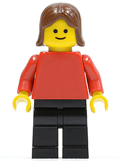 LEGO Plain Red Torso with Red Arms Brown Female Hair (pln049) minifigure