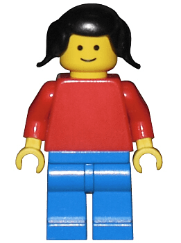 LEGO Plain Red Torso with Red Arms Black Pigtails Hair (pln058) Town / City Minifigure