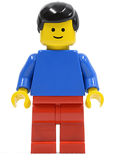 Plain Blue Torso with Blue Arms, Red Legs, Black Male Hair