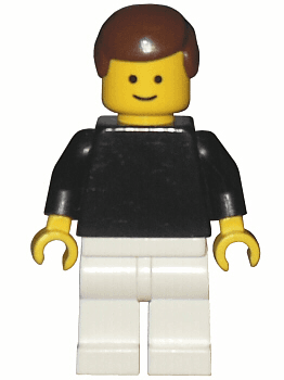 LEGO Plain Black Torso with Black Arms Brown Male Hair (pln060) Town / City Minifigure