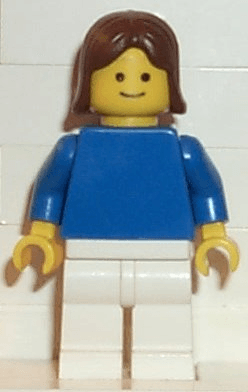 LEGO Plain Blue Torso with Blue Arms Brown Female Hair (pln062) minifigure