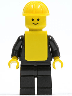 LEGO Plain Black Torso with Black Arms Yellow Construction Helmet Yellow Vest (pln063) Town / City Minifigure