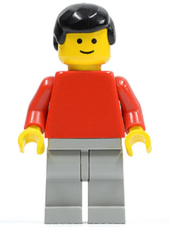 LEGO Plain Red Torso with Red Arms Black Male Hair (pln066) Town / City Minifigure