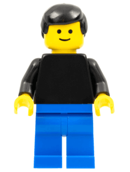 LEGO Plain Black Torso with Black Arms Black Male Hair (pln067) minifigure