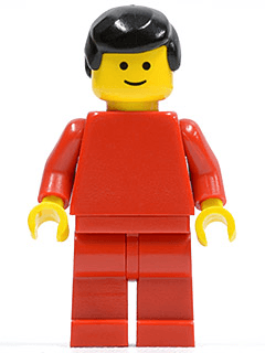 LEGO Plain Red Torso with Red Arms Black Male Hair (pln071) Town / City Minifigure