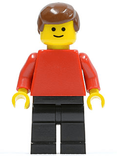 LEGO Plain Red Torso with Red Arms Brown Male Hair (pln073) Town / City Minifigure