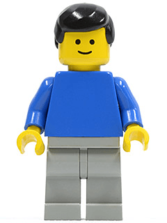 LEGO Plain Blue Torso with Blue Arms Black Male Hair (pln074) Town / City Minifigure