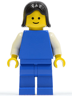 LEGO Plain Blue Torso with White Arms Black Female Hair (pln075) minifigure