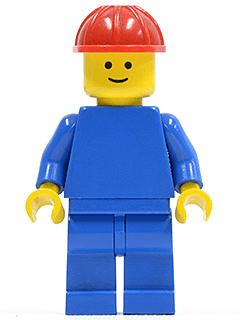 LEGO Plain Blue Torso with Blue Arms Red Construction Helmet (pln076) minifigure