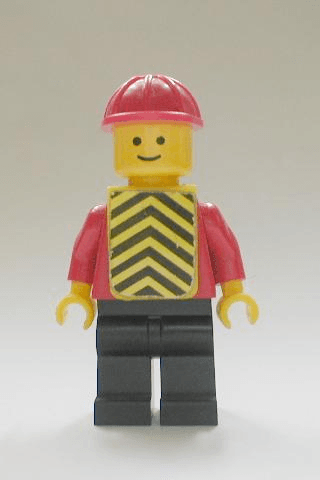LEGO Plain Red Torso with Red Arms Red Construction Helmet Yellow Chevron Vest (pln079) Town / City Minifigure