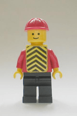 LEGO Plain Red Torso with Red Arms Red Construction Helmet Yellow Chevron Vest (pln079) minifigure