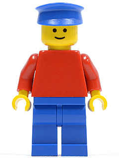 LEGO Plain Red Torso with Red Arms Blue Hat (pln084) Town / City Minifigure