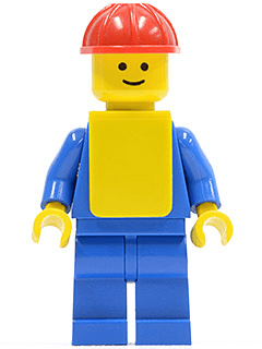 LEGO Plain Blue Torso with Blue Arms Red Construction Helmet Yellow Vest (pln085) minifigure