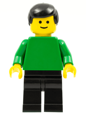 LEGO Plain Green Torso with Green Arms Black Male Hair (pln091) Sports Minifigure