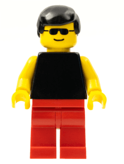 LEGO Plain Black Torso with Yellow Arms Sunglasses Black Male Hair (pln096) minifigure