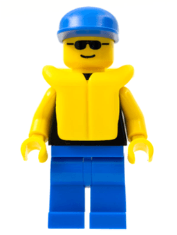 LEGO Plain Black Torso with Yellow Arms Sunglasses Blue Cap Life Jacket (pln097) minifigure